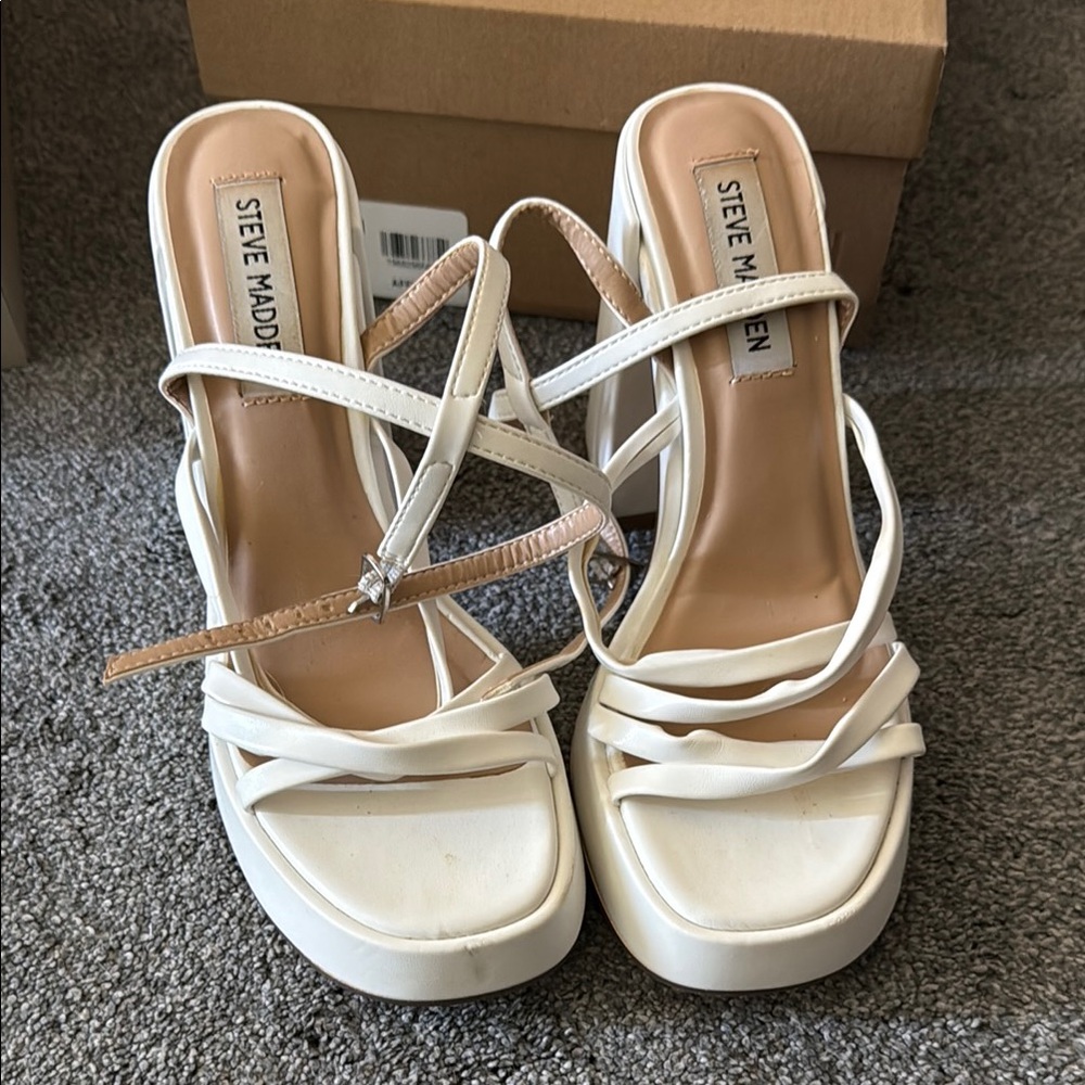 Steve Madden Women's Cream Strappy Heels